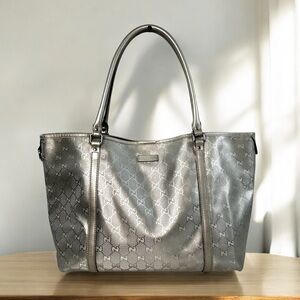 🤍Authentic Gucci Silver Joy GG Imprime Tote